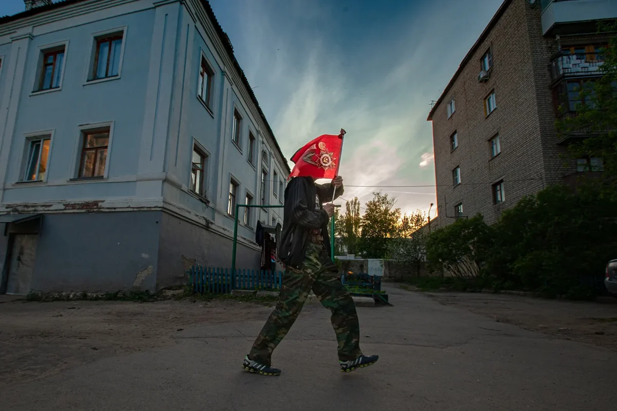 A man with mental disabilities staged his own personal Victory parade.